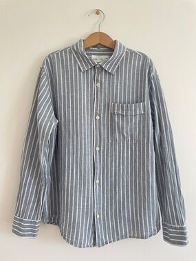 Zara Striped Long Sleeve Button-Down Shirt, blue white